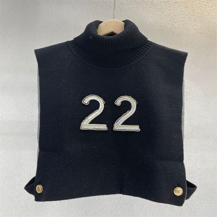 

2021 Autumn Black Turtleneck 80% Cashmere Women' Sweaters Designer Turtleneck Sleeveless Letter Jacquard Pullover Women 101032, As shown