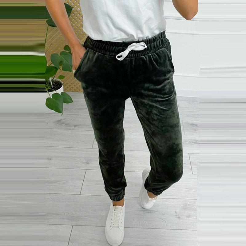 

Women's Pants & Capris Women Fashion Solid Color Velvet Trousers Spring Autumn Elegant Drawstring Elastic Waist Sweatpants For Female 2022 C, Black;white
