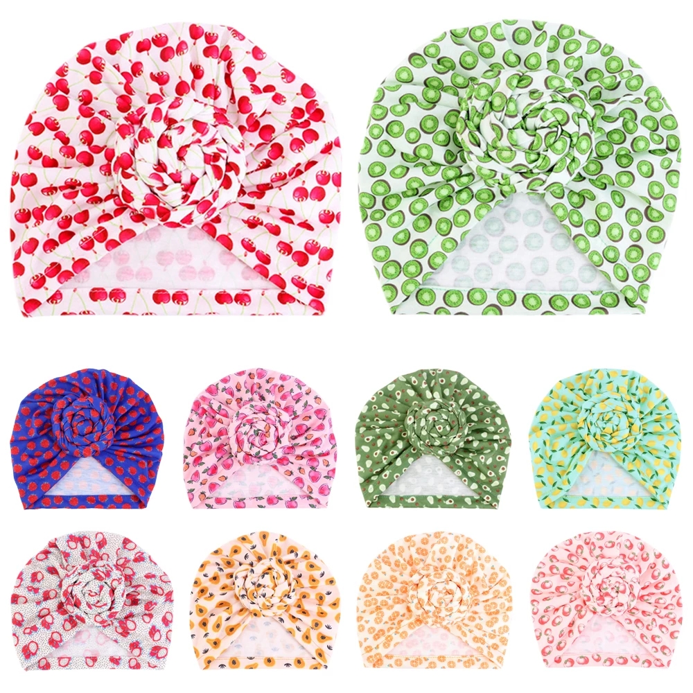 

Kids Newborn Baby Turban Knotted Head Wrap Headbands India Hats Beanie Print Hair Cap Children Girl Boy Head band Accessories