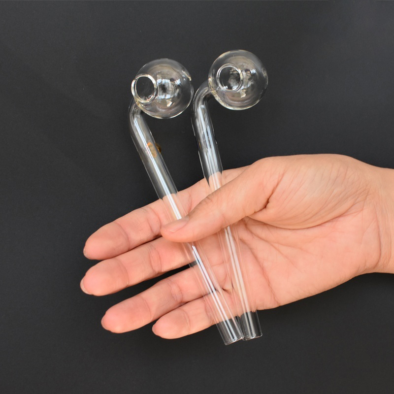 

5.5inch Length Clear Glass Oil Burner Bong Water Pipe Handcraft borosilicate Thick Transparent Glass Hand Pipes with Radom Colored Balancer Smoking Accessories