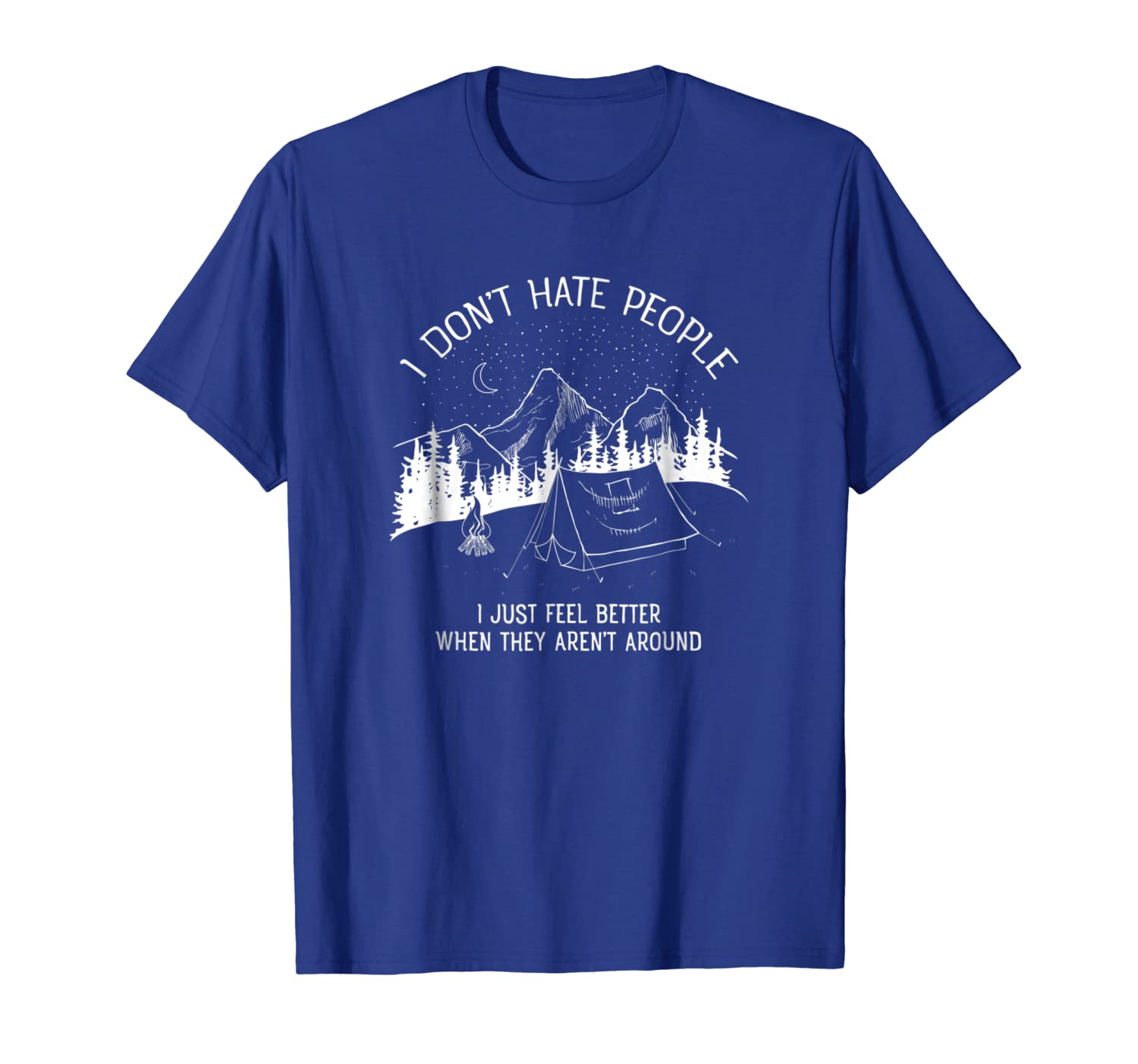 

i don't hate people - i love camping t-shirt, White;black