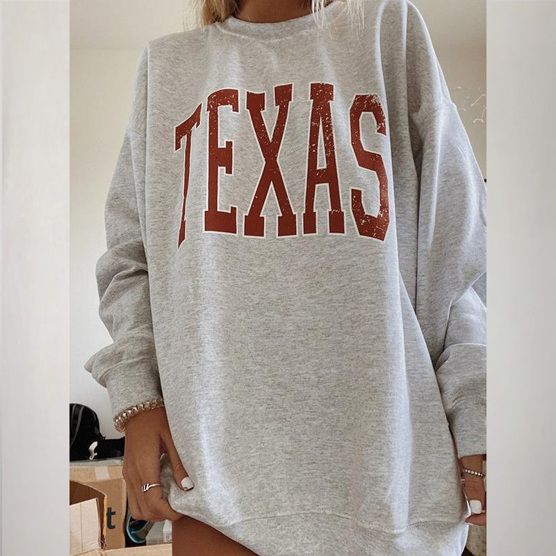 

2021 New Gray Letter Printing Sweatshirt Women Hoodie Long Sleeve Pullover Autumn Streetwear Fashion Plus Size Vintage France Style 2xqk