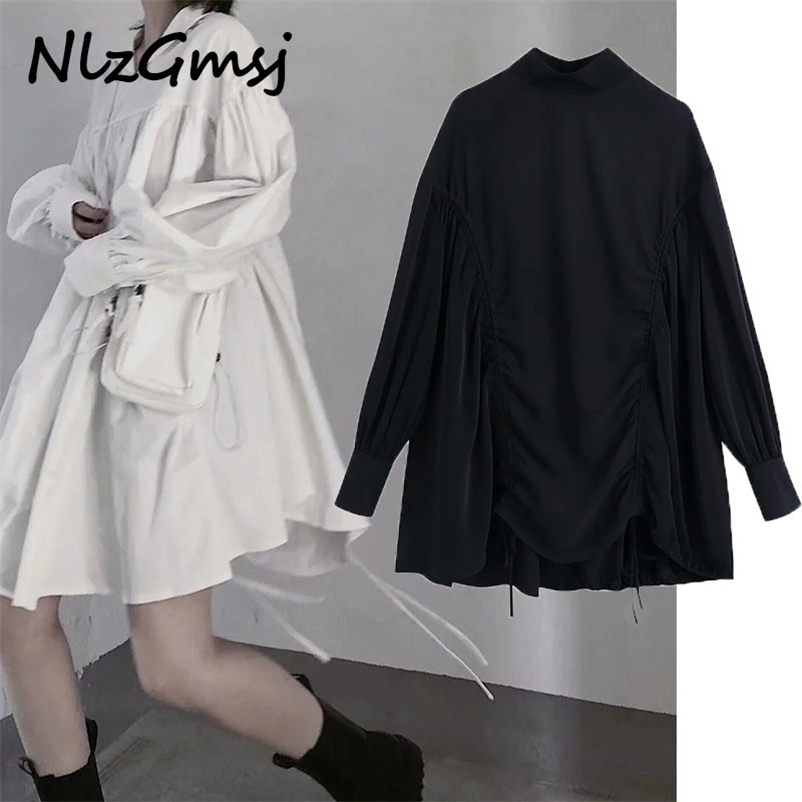 

Dres Oversize Mini Mujer Long Sleeves Femme High Waist Robes Loose Vestidos Solid Streetwear BF Clothes 210628, As picture