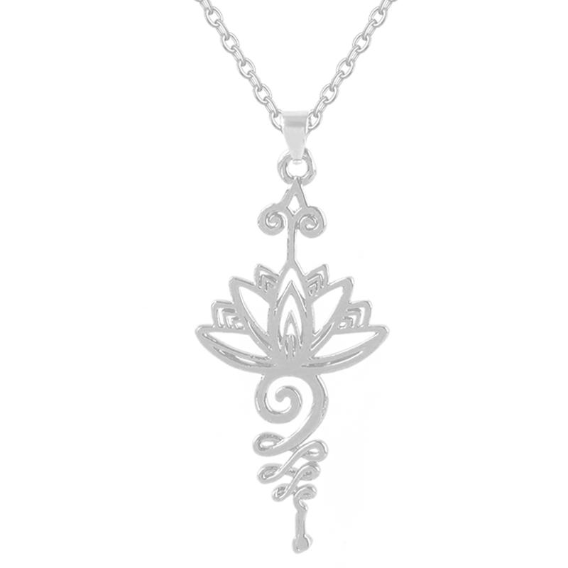 

Pendant Necklaces Art Lotus Flower Necklace Hippie Women Unalome Charms Hollow Plating Yoga Jewelry