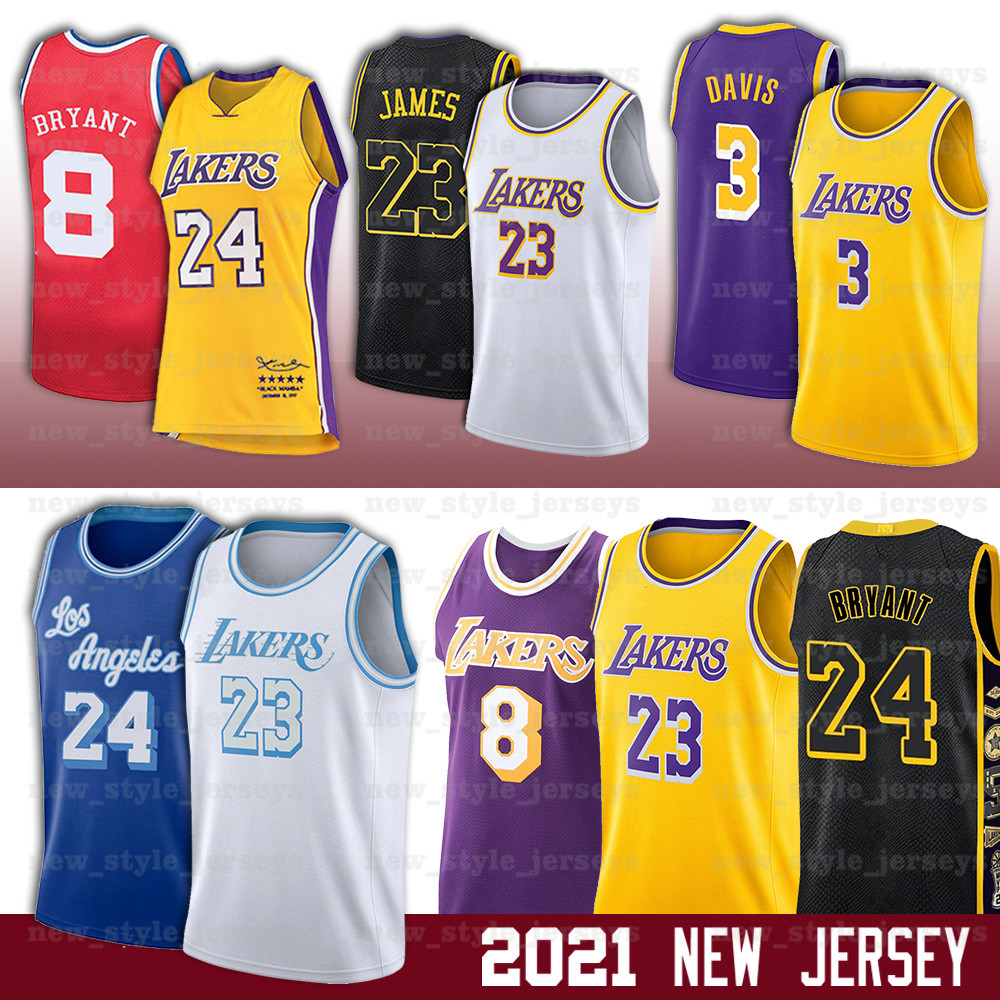 

2021 4 Caruso Jersey LeBron 23 James Anthony 3 Davis Kyle Bryant Mens Basketball Jerseys Los Angeles Lakers Alex Retro Jersey, Black;red