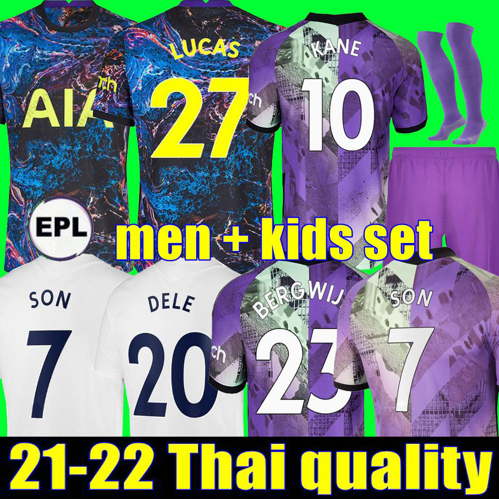 

Men + KIDS 21 22 KANE SON BERGWIJN NDOMBELE Soccer Jerseys 2021 2022 Tottenham DELE jersey Football shirt third Morgan LUCAS HØjbjerg Loris ROMERO REGUILON BRYAN TO, Training adult