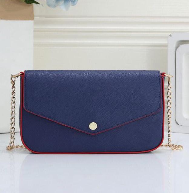 

Handbag Women Vintage Shoulder Bag WITH BOX 3 Piece/set Clutch Wallet Luxury Designer Crossbody Bags Removable Chain Coin Purse Tote, Old flower red inside