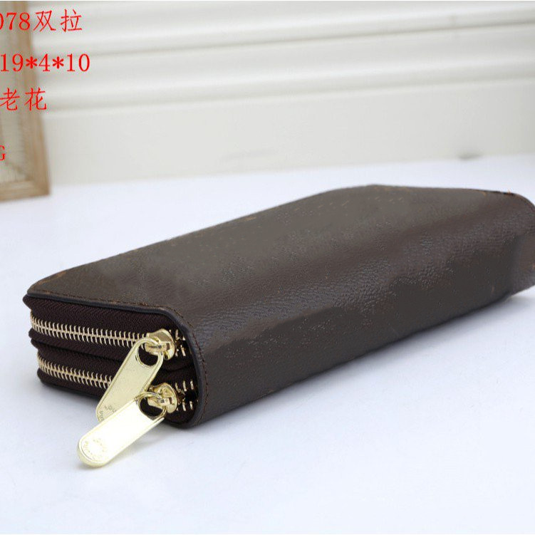ZZ Femmes Embrayage portefeuille PU Leather Double Zipper portefeuilles femmes Long Classical European Style Designer Marque Men de mode Fashion