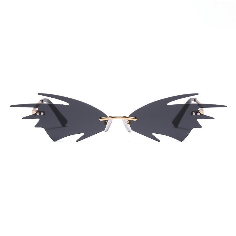 

Sunglasses Fashion Personality Polygon Flame For Women 2021 Retro Metal Frameless Sun Glasses Men Ocean Shades NX