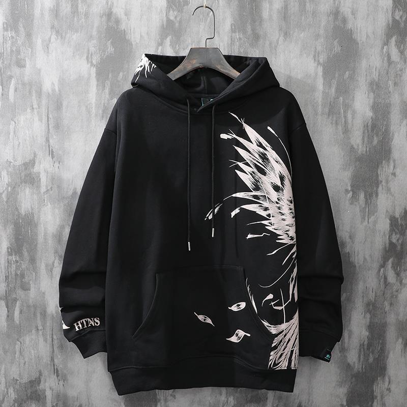 

2021 New Preto Chins Hoodie Streetwear Homem Hip Hop Pssaro Impresso Moletom Meninas Legal Casual Engraado Primavera Outono Japo Hoodies Cch