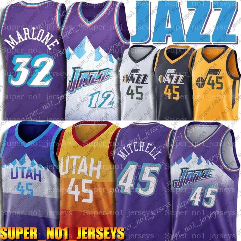 

Donovan 45 Mitchell Jerseys UtahJazzJersey John 12 Stockton Jersey Karl 32 Malone Jerseys Basketball Throwback Jersey zx1acx