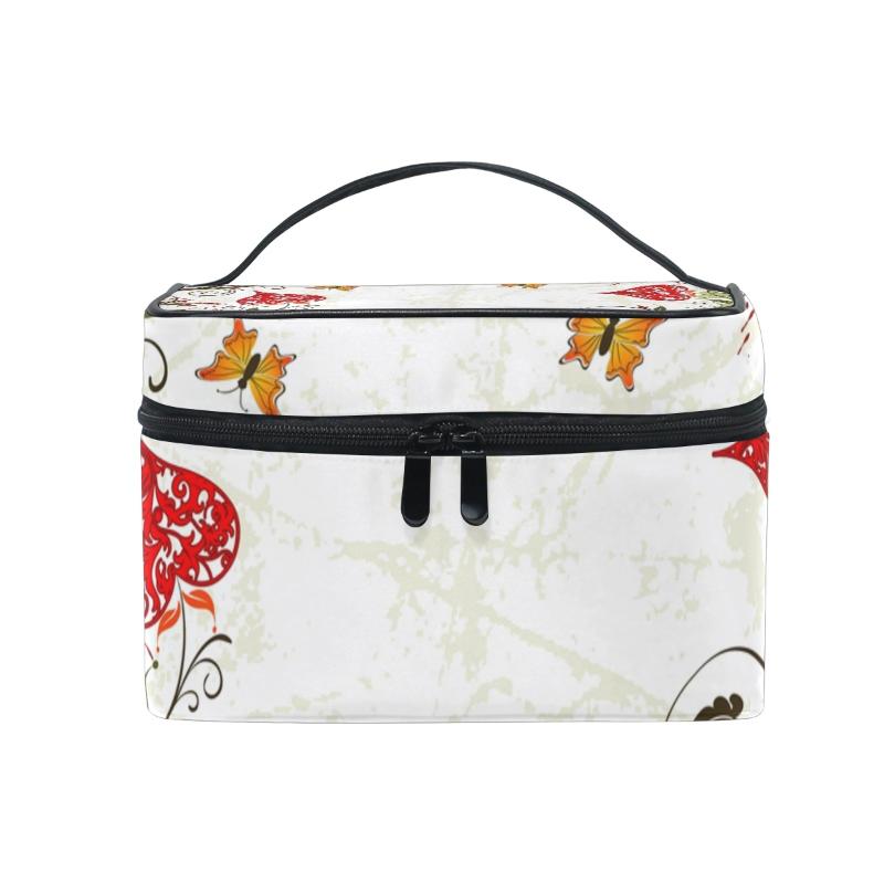 

FengJu Cosmetic Bag Portable Travel Organizer Hanging Toiletry Case Storage Tote for Girls Woman Valentines, As pic