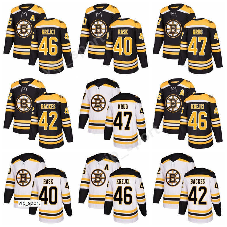 

New Style 40 Tuukka Rask Boston Bruins Hockey Jerseys David Backes David Krejci 47 Torey Krug Jersey Custom Stitched Black White, 33 black