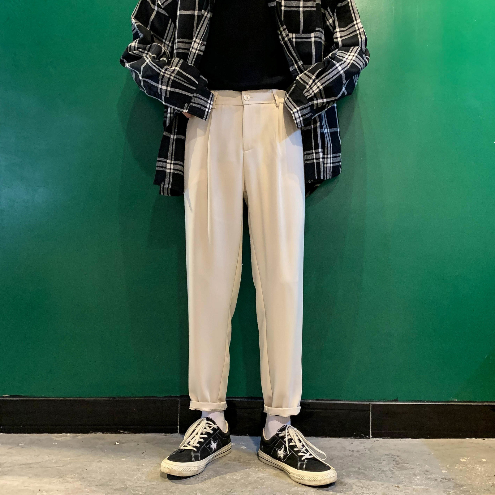 

2021 New Men' Fashion Trend Cotton Casual Harem Pants Black/white Color Brand Slim Fit High-quality Trousers Big Size -3xl B0dw