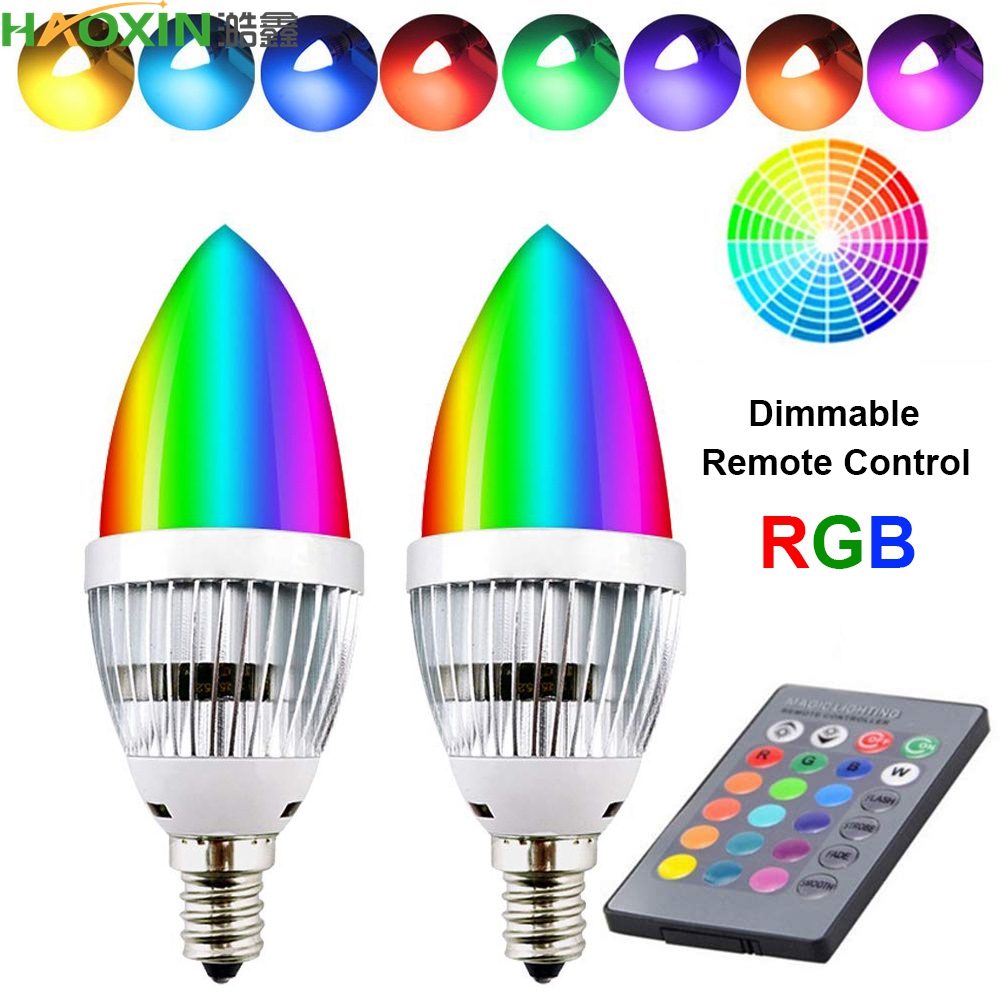 

HaoXin E12 E14 E27 Candelabra LED Bulb RGB 3W 16 Color Changeable LED Lamp Candle Light Remote Control Dimmable LED Light Bulbs Home Decor