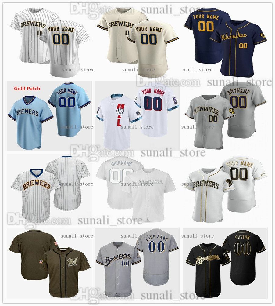 

Stitched Baseball Jerseys 56 Justin Topa 54 Jake Cousins 31 Jandel Gustave 52 Eric Lauer 51 Freddy Peralta Miguel Sánchez Hunter Strickland Pablo Reyes Tyrone Taylor, Men grey