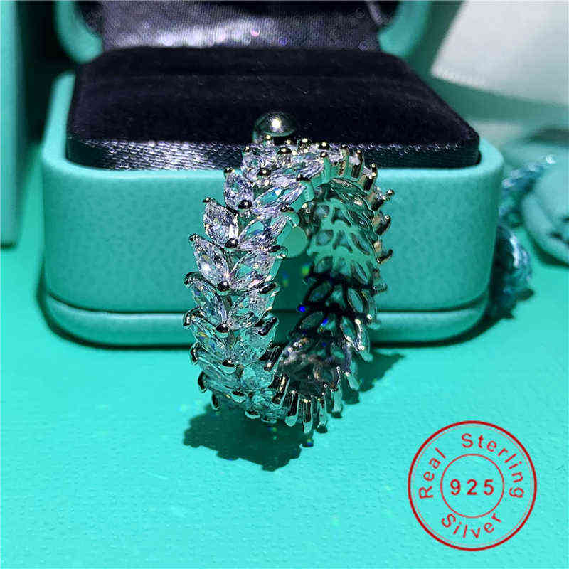 

925 sterling Silver Marquise Cut 5A Zircon Engagement Wedding Band Rings For Women men finger jewelry H1115