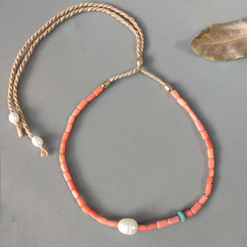

2020 Sweet Fashion Necklace Pink Coral Beads Freshwater Pearl women Clothes Decoration Accessories Valentine's Day Gifts