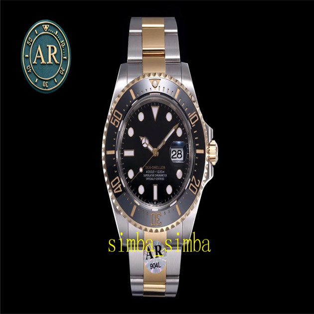 

New AR Factory Luxury SEA Ceramic Bezel Men 18K Real Wrap Gold 904l Steel Cal.2836 Automatic Movement 43MM 126603 Sport Dive Swim Wristwatch---169, Black