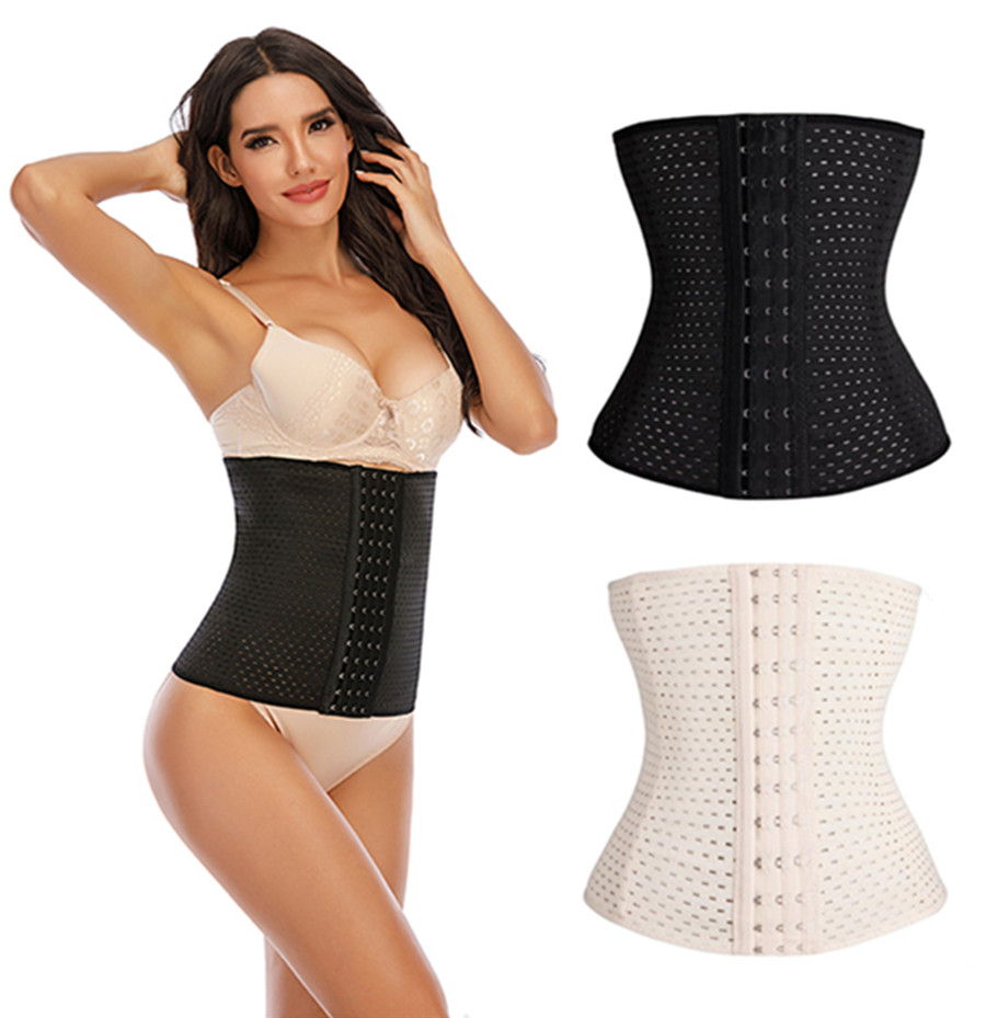 

Women's Underbust Hollow Corset Waist Trainer Cincher Steel Boned Body Shaper Tummy Fat Burner Slim Belt Bodysuit S-3XL, Beige