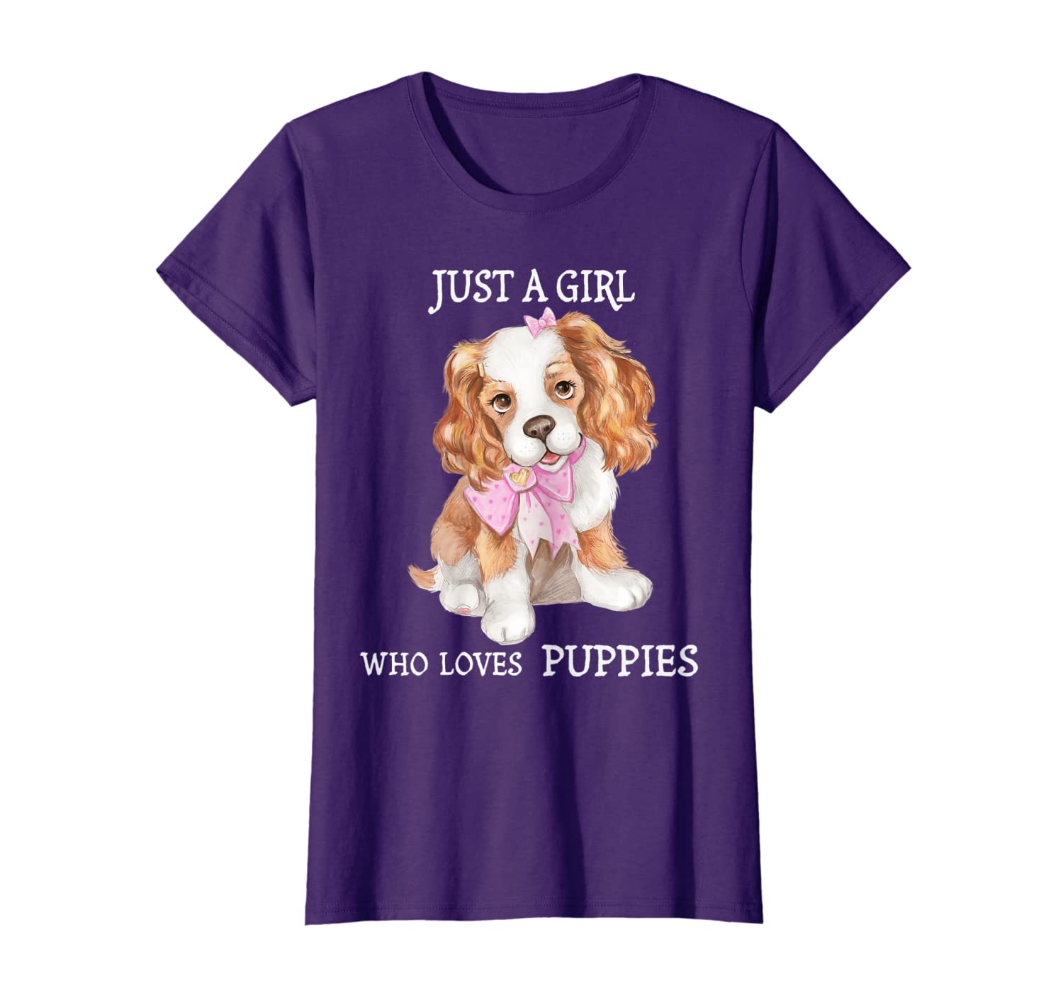 

Just A Girl Who Loves Puppies T-Shirt Cute Dog Lover Gift, White;black