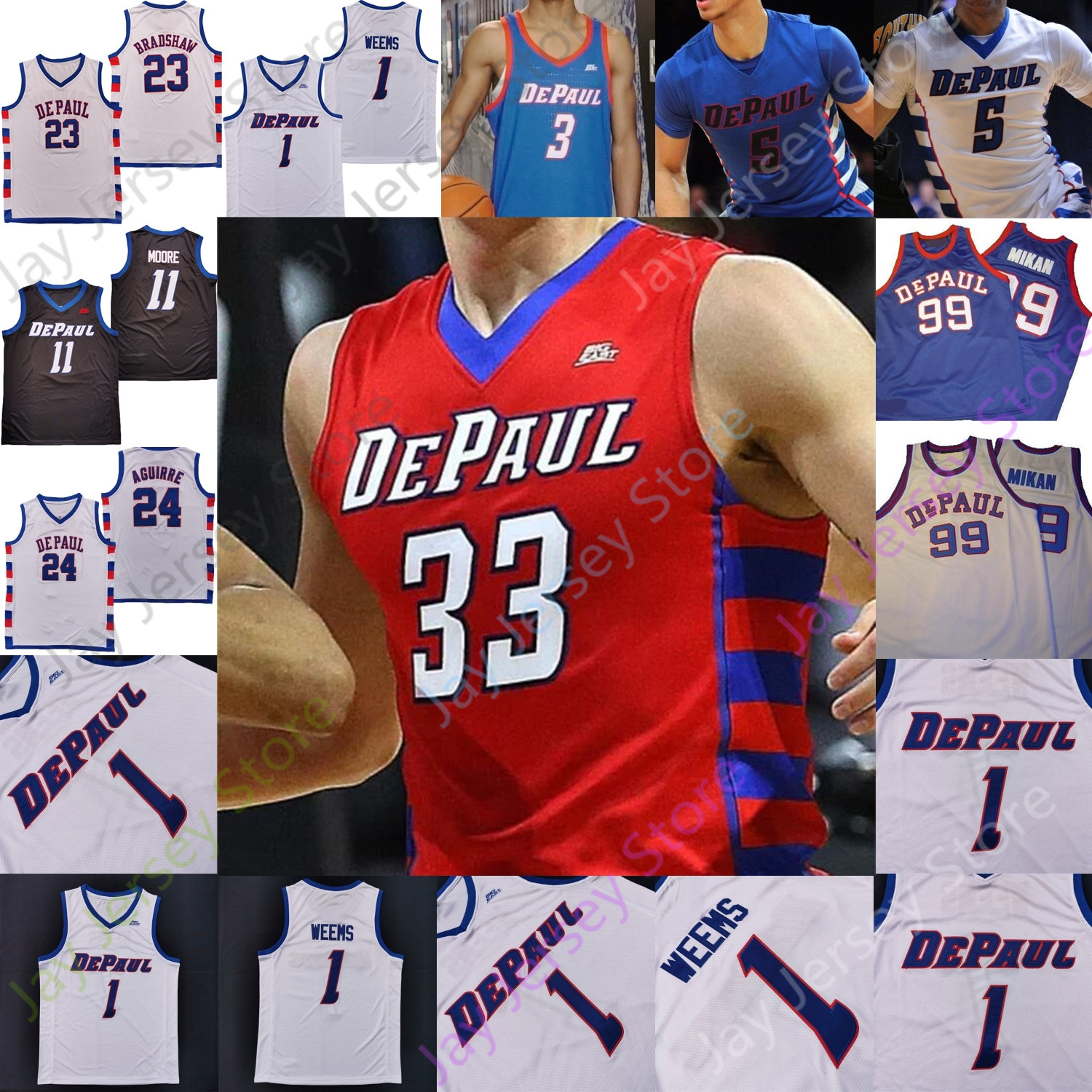 

DePaul Blue Demons Basketball Jersey NCAA College Romeo Weems Strus Chandler Philmon Gebrewhit Nick Ongenda Grant-Foster McCauley Strickland Richardson Simmons