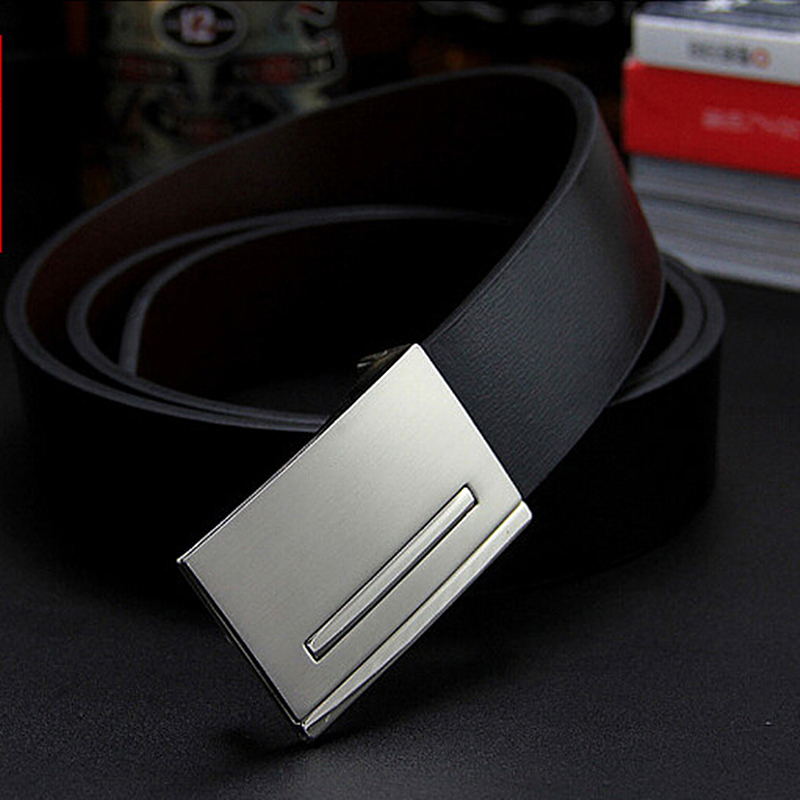 

2021 New Men's Genuine Leather Male Cow Formal Suit Trousers Strap Double Use Metal Buckle Belt Gift for Men Belts 1brn, Black
