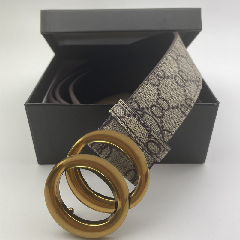

Luxury designer belt bronze buckle fashionable leather ladies belt men's two-letter classic, 3.8 with box