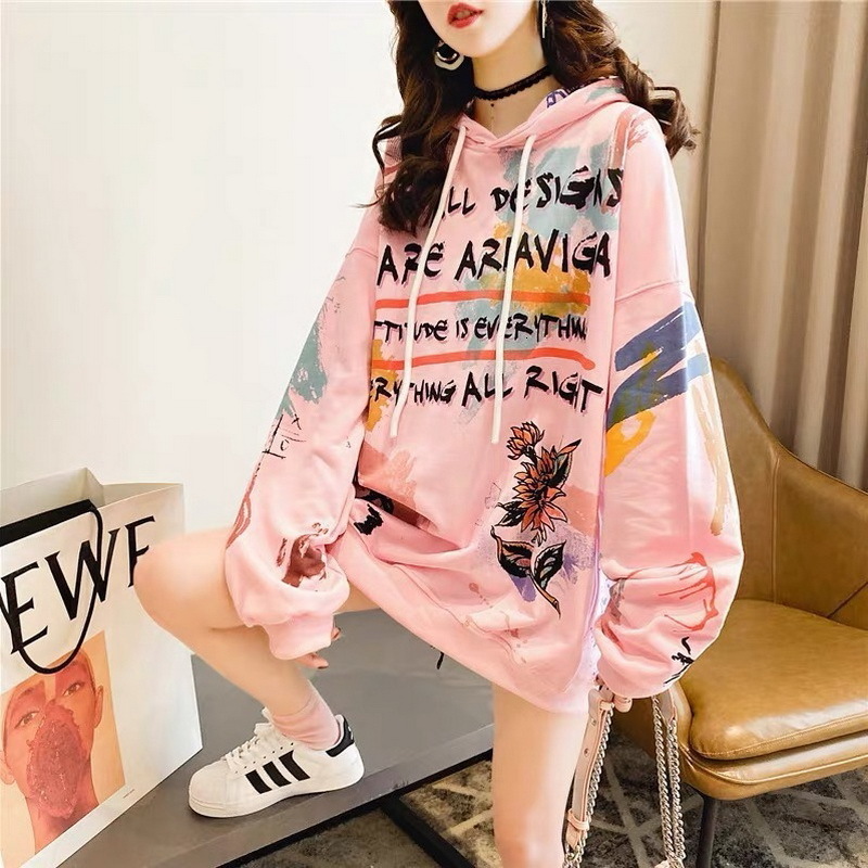 

2021 Spring Autumn New Hoodie Fashion Casual Personality Cartoon Print Hoodies Mid Length Women Sweatshirt T5zc, 02