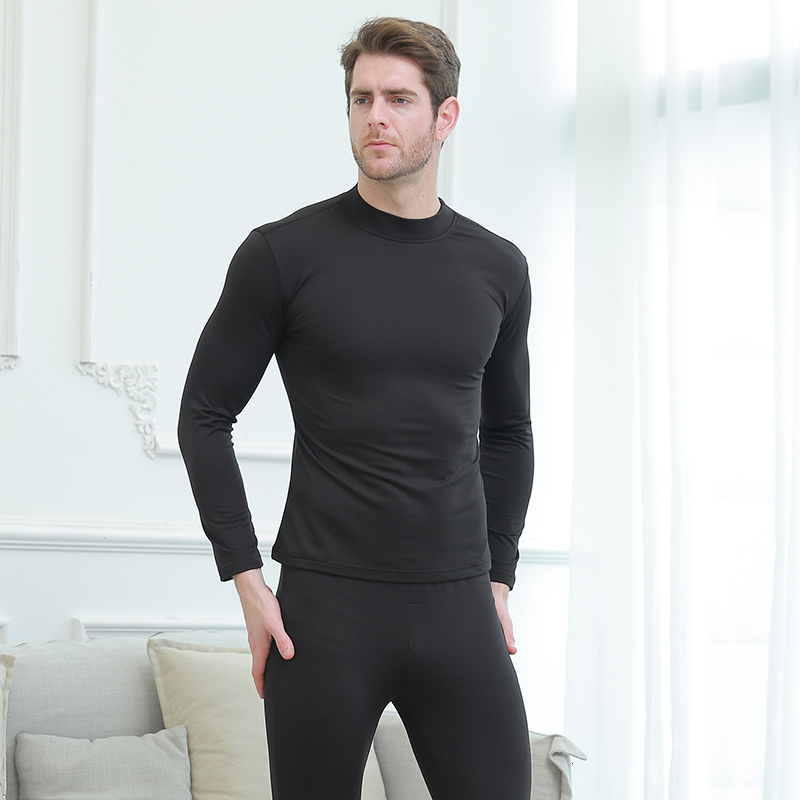 

2021 New Sets for Thermo Underwear Long Johns Winter Clothes Men Thick Thermal Clothing Solid Top+pants 0njb, Black