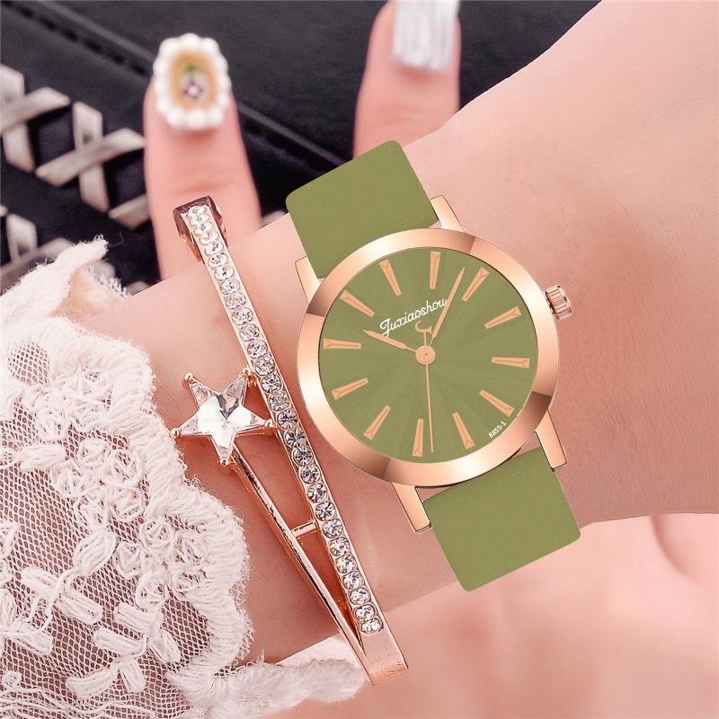 

Wristwatches 2021 Latest Women Quartz Alloy Watch Ladies Fashion Stainless Steel Dial Casual Bracele Leather Wristwatch Zegarek Damski