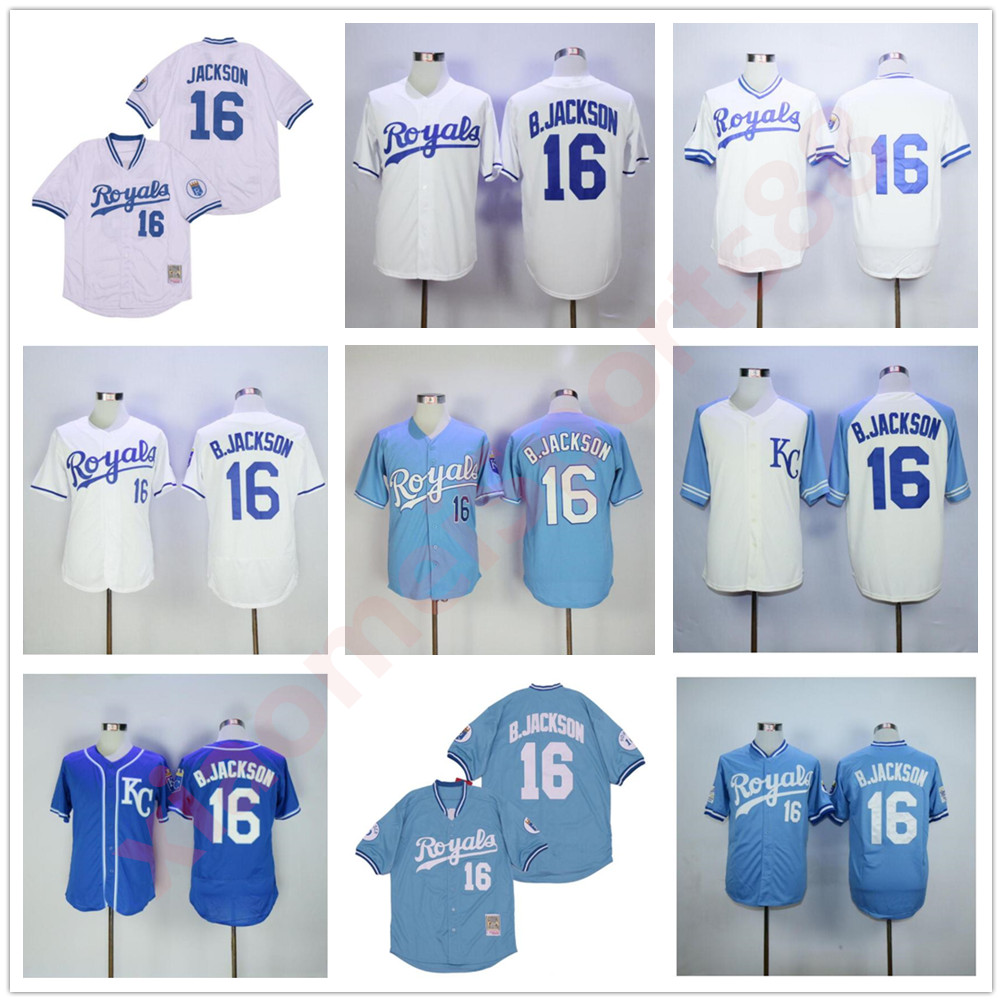 

Men Women Youth Retro Baseball 16 Bo Jackson Jersey 1974 1980 1985 1987 Vintage Retire Pullover Flexbase Cool Base Stitched Blue White Grey Team Color, As shown in illustration