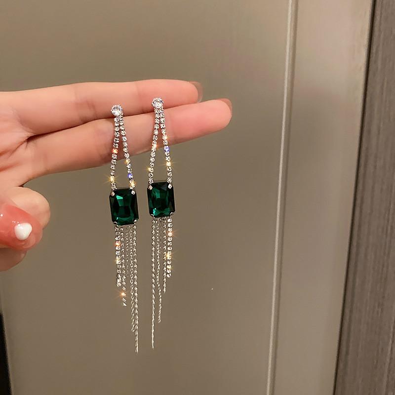 

Dangle & Chandelier Arrival Fashion Earrings Crystal Trendy Water Drop Women Long Tassle Korean Female Jewelry, Silver