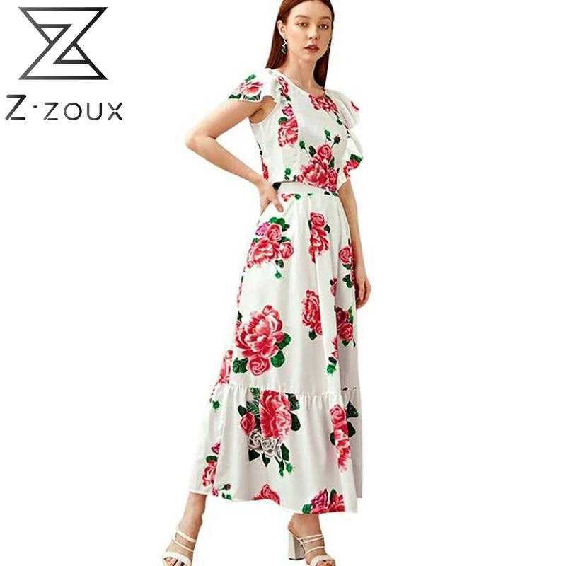 

Women Set Skirt s Printing Short Tops High Waist Long Skirts Vintage 2 Piece Fashion 210524