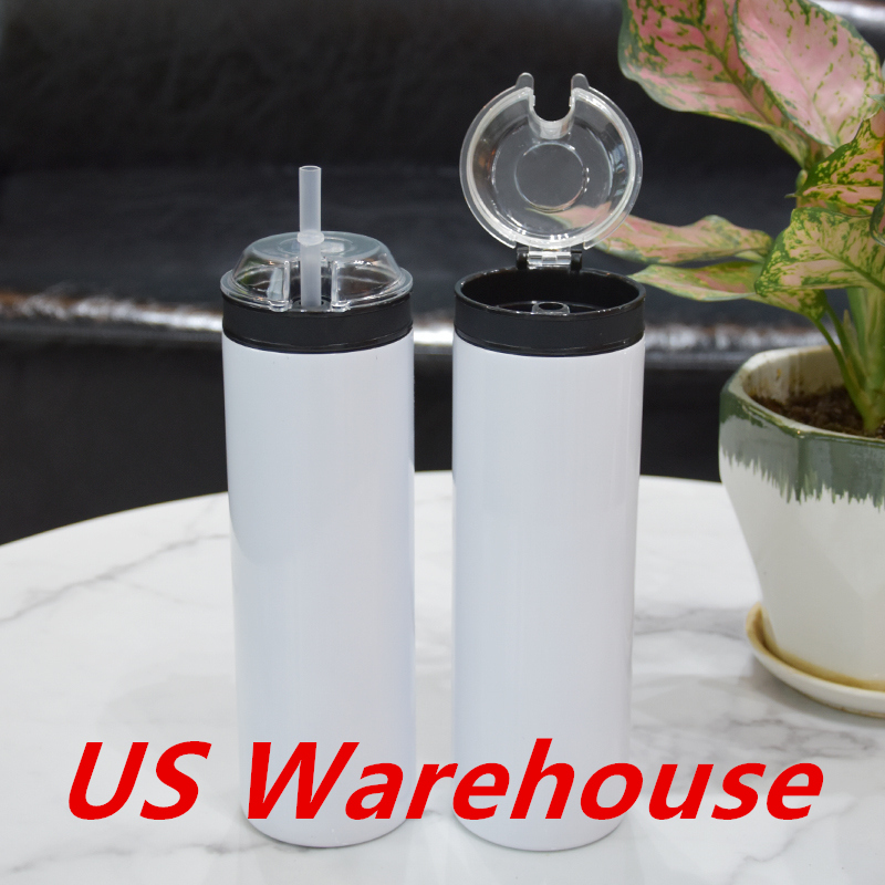 

Local Warehouse! Sublimation Snack Tumblers 20oz STRAIGHT White Blank Heat Transfer Stainless Steel Water Bottles Double Wall Insulated Drinking Cups A12, 20oz;sublimation