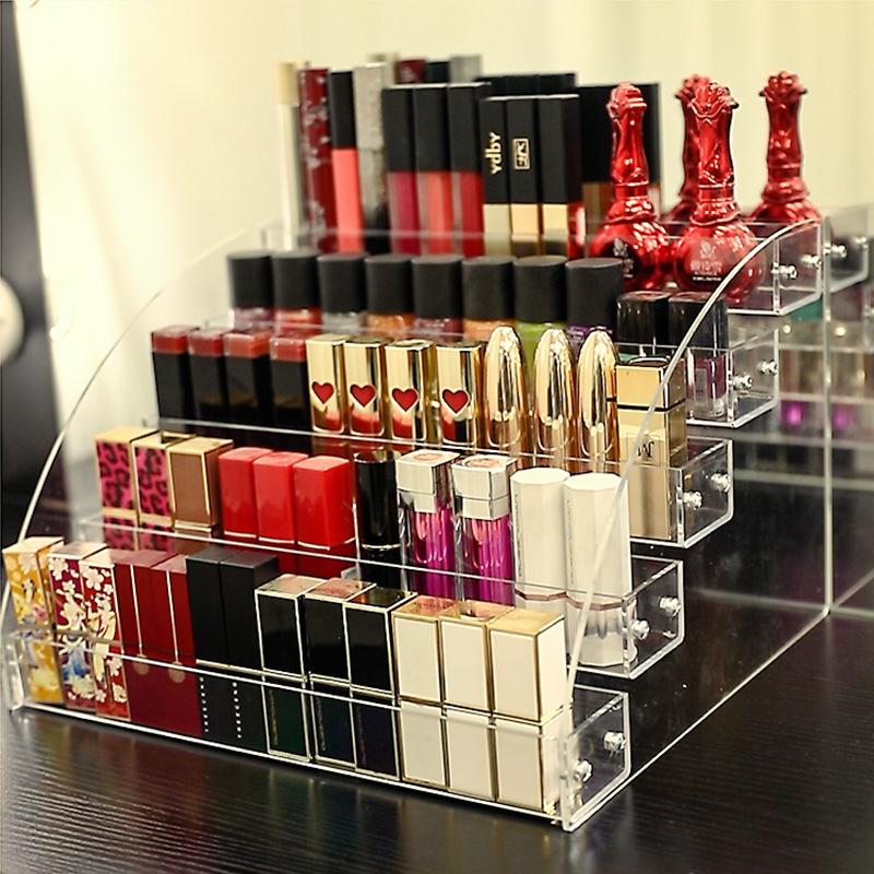 

Storage Boxes & Bins 2 Layer Acrylic Makeup Organizer Lipstick Holder Display Rack Case Cosmetic Nail Polish Organiser Tool