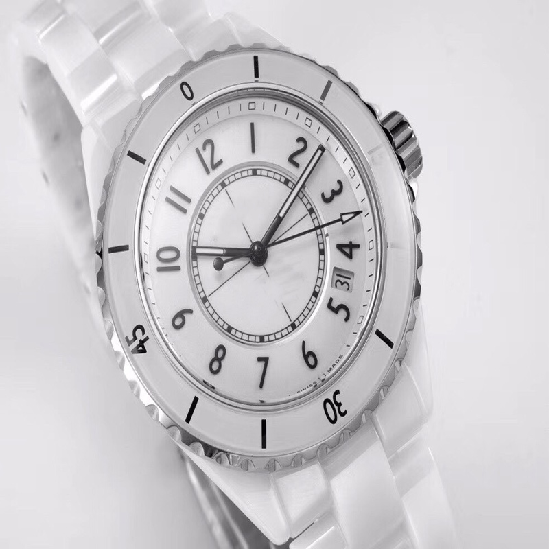 

Fashion ladies watch Automatic movements watches Folding clasp Sapphire mirror Ceramic wristwatch High quality, White