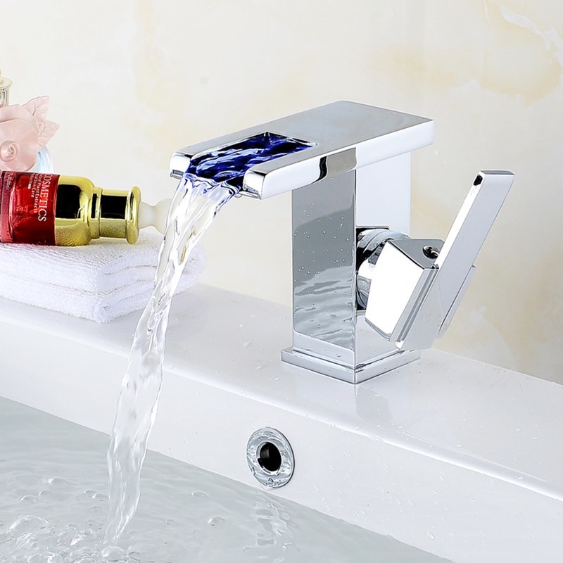 

2021 New Temperature Controlled Basin Led Crane Water Tap Chrome/black Oil Waterfall Faucet Bathroom Faucets 95vf