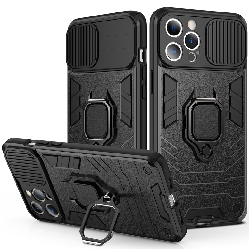 

Slide Armor Shockproof Phone Cases For iPhone 13 Pro 12 Miini 11 XR XS Max X 7 8Plus 13 Magnetic Ring Holder Back Cover