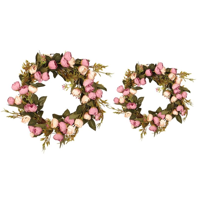 

Artificial Rose Flower Wreath with Elegant Best for Front Door Wedding Birthday Party Wall Window Home Decor, Dark khaki
