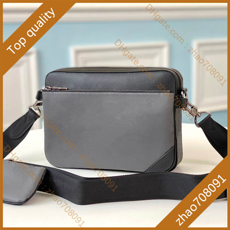 

5A Top quality men messenger bag fashion crossbody bags genuine leather canvas bagsss composite bagss mens multifunctional wallet with box A012