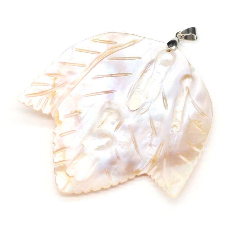 

Charms Natural Shell Pendant Leaf-Shaped Unique Plant-Shaped Accessories For DIY Necklace Jewelry Design Decoration 65x70mm, Bronze;silver