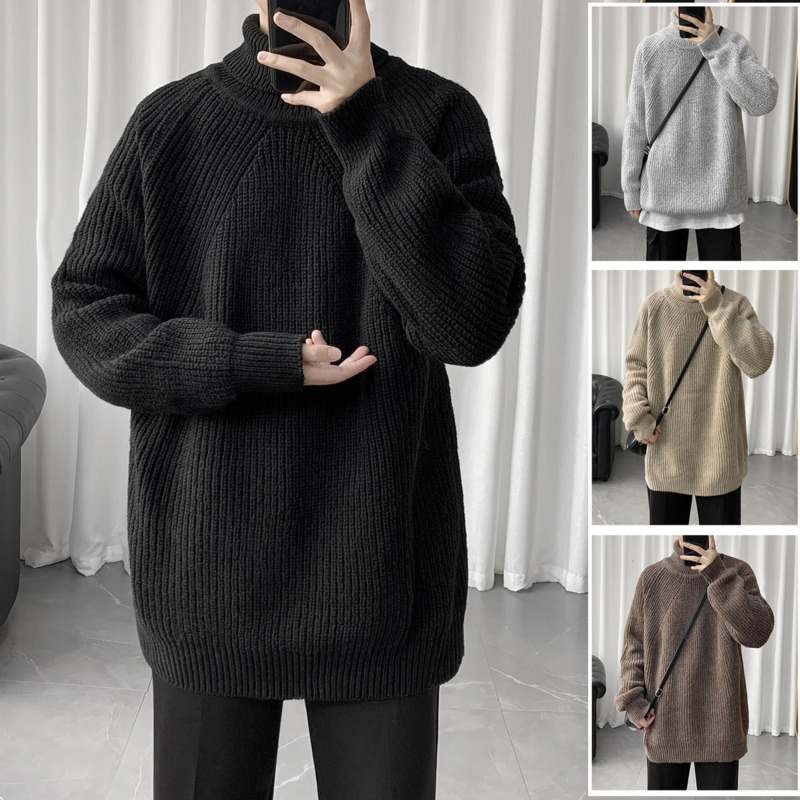 

2021 New Winter Thick Turtleneck Sweater Men's Warm Fashion Casual Retro Knitted Pullover Men Sweaters Mens Clothes M-2xl Ypfr, Brown