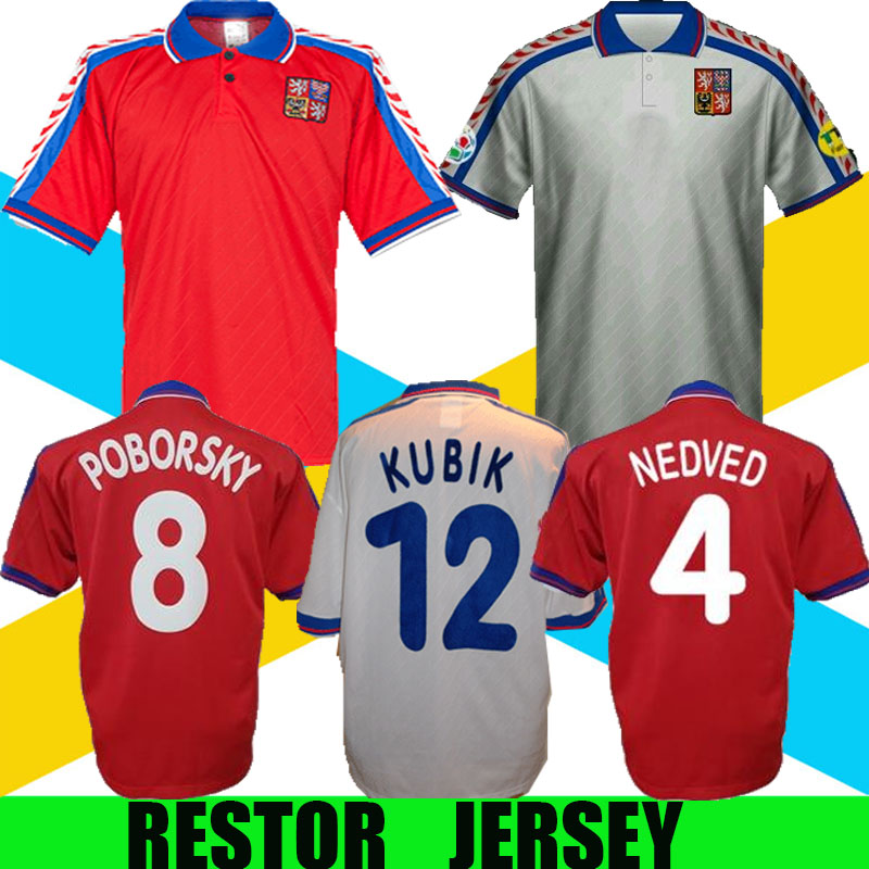 

1996 Czech Republic retro soccer jersey 96 97 NEDVED Poborsky Berger vintage classic football shirt, 1996 home