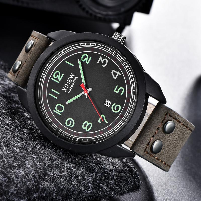 

Wristwatches Military Leather Waterproof Date Quartz Analog Army Men's Wrist Watch Party Decoration Suit Dress Gifts