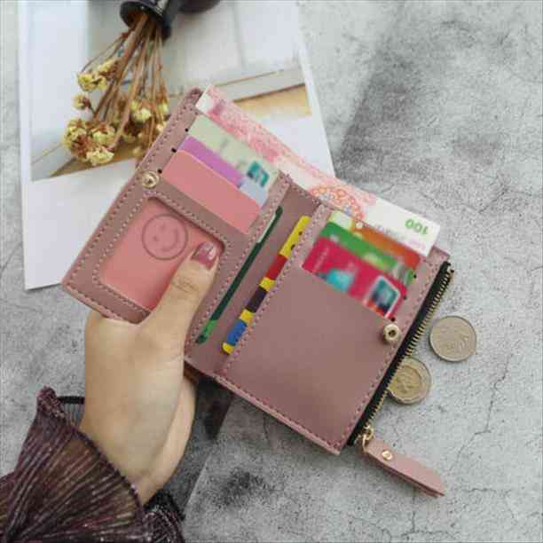 

1pc cute wallet women coin bag leather ladies simple bifold small handbag purse, Red;black