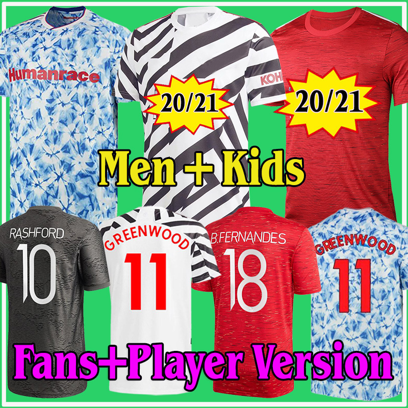 

2020 2021 Manchester POGBA HUMANRACE B.FERNANDES UNITED RASHFORD Fouth Soccer Football Jerseys Shirt 20 21 man kids kit Player Version, Black;yellow