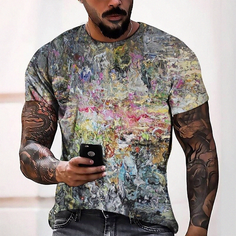 T-shirt Tee T-shirt 3D Imprimer graphique Cou rond Casual Daily 3D Imprimé à manches courtes Hauts de mode Cool Confortable Bleu 17eq #