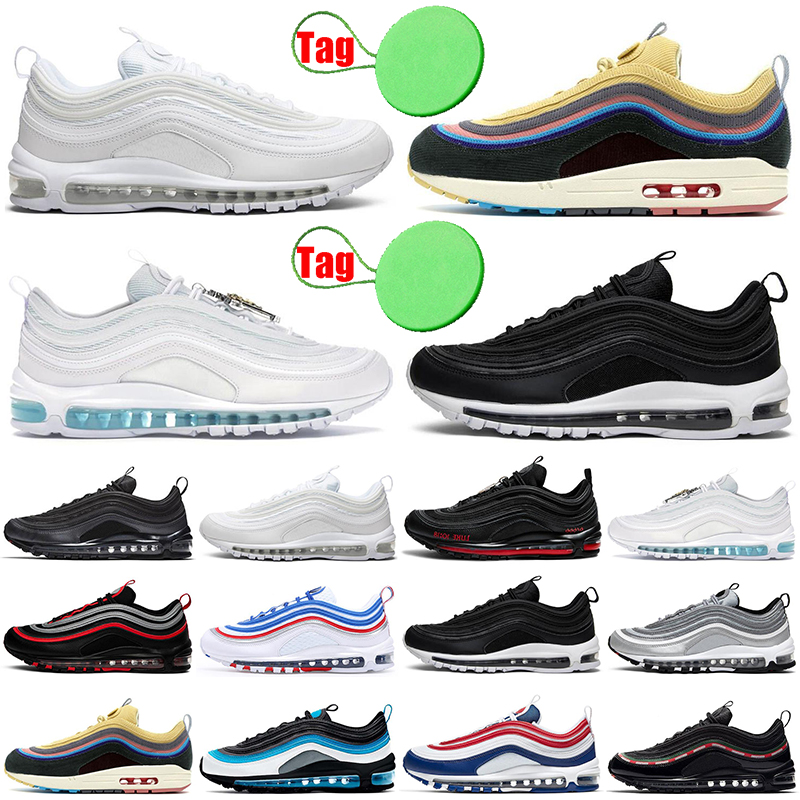 

With Tag 97 Sean Wotherspoon 97s mens womens running shoes Triple Black white Satan MSCHF x INRI Jesus men women trainers sports sneakers runners original, #14 aurora green
