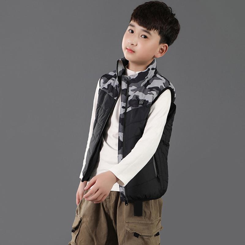 

Hunting Jackets Boy Girl Electric Winter Warm Waistcoat 3 Modes Soft Kids Heated Vest USB Powered Thermal Outdoor Hiking Daily Washable, Gray